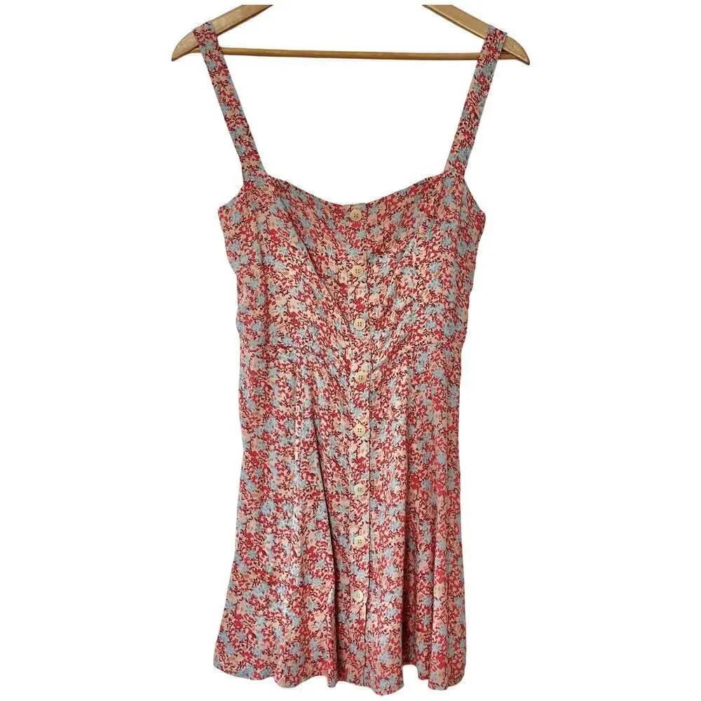 Reformation Jessa Floral Mini Dress Size 2 Pink Dulce Sweetheart‎ Neckline